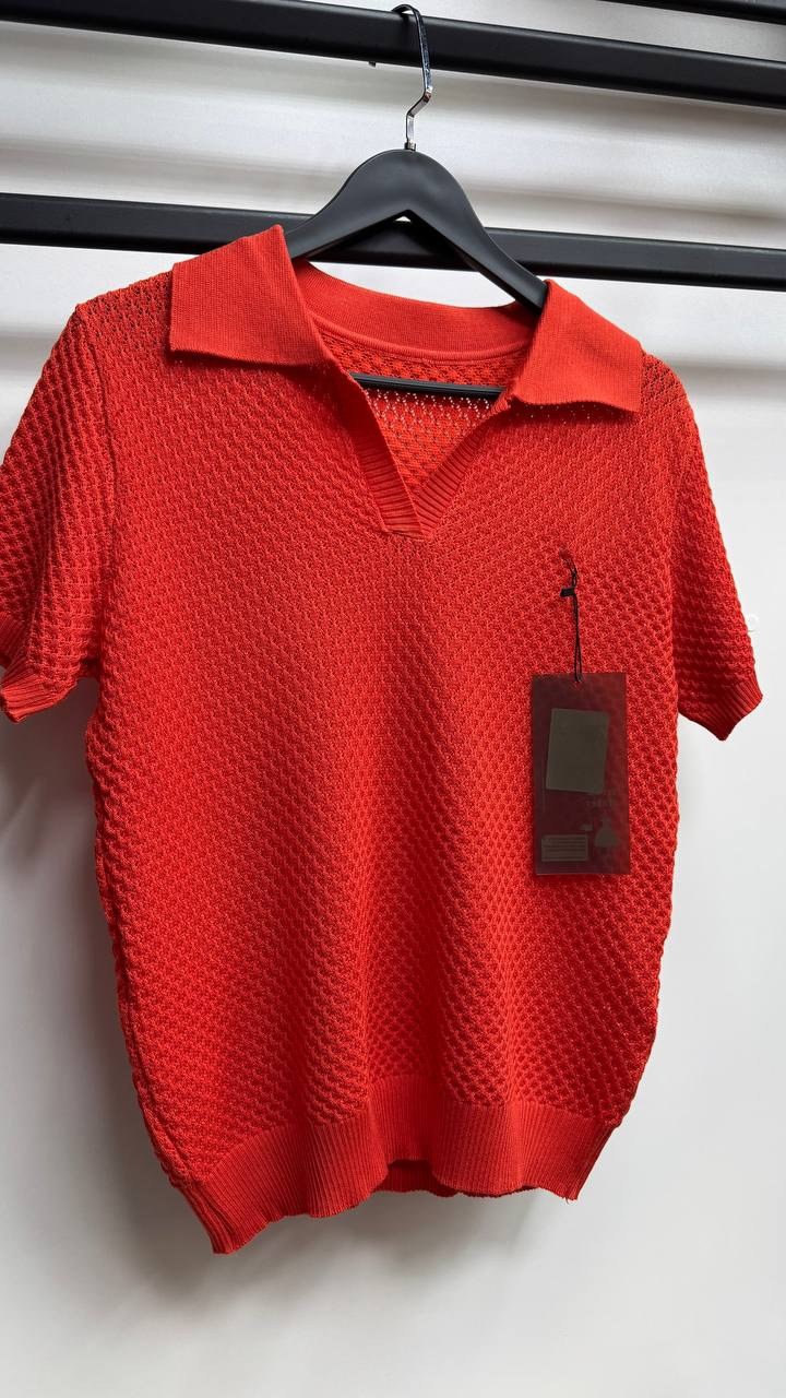 свитер поло,поло красное,поло вязаное,поло с воротником,поло