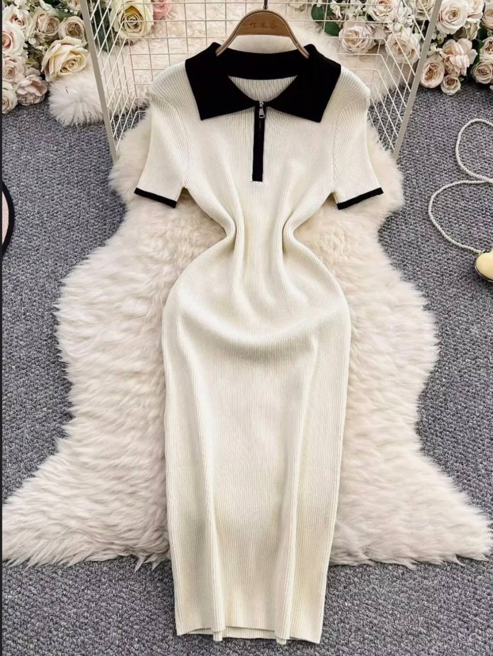 платье коричневое,трикотажное платье с воротником поло,платье женское коричневое,женское платье,платье вязаное женское