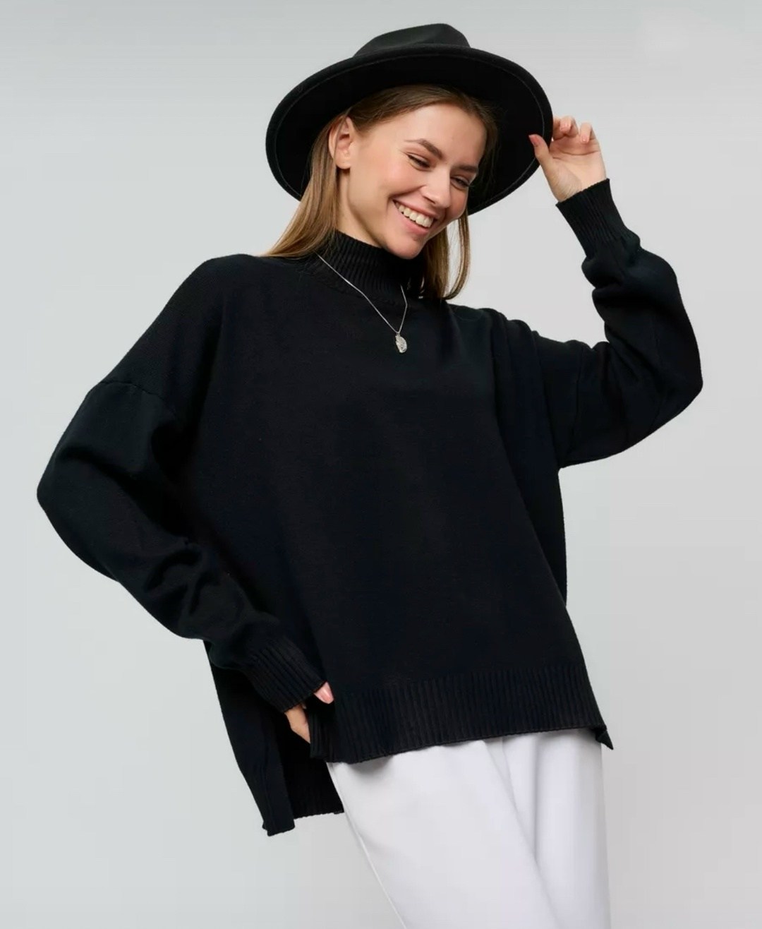 свитер женский черный,свитер женский,свитер женский оверсайз,классический свитер оверсайз,черный свитер оверсайз