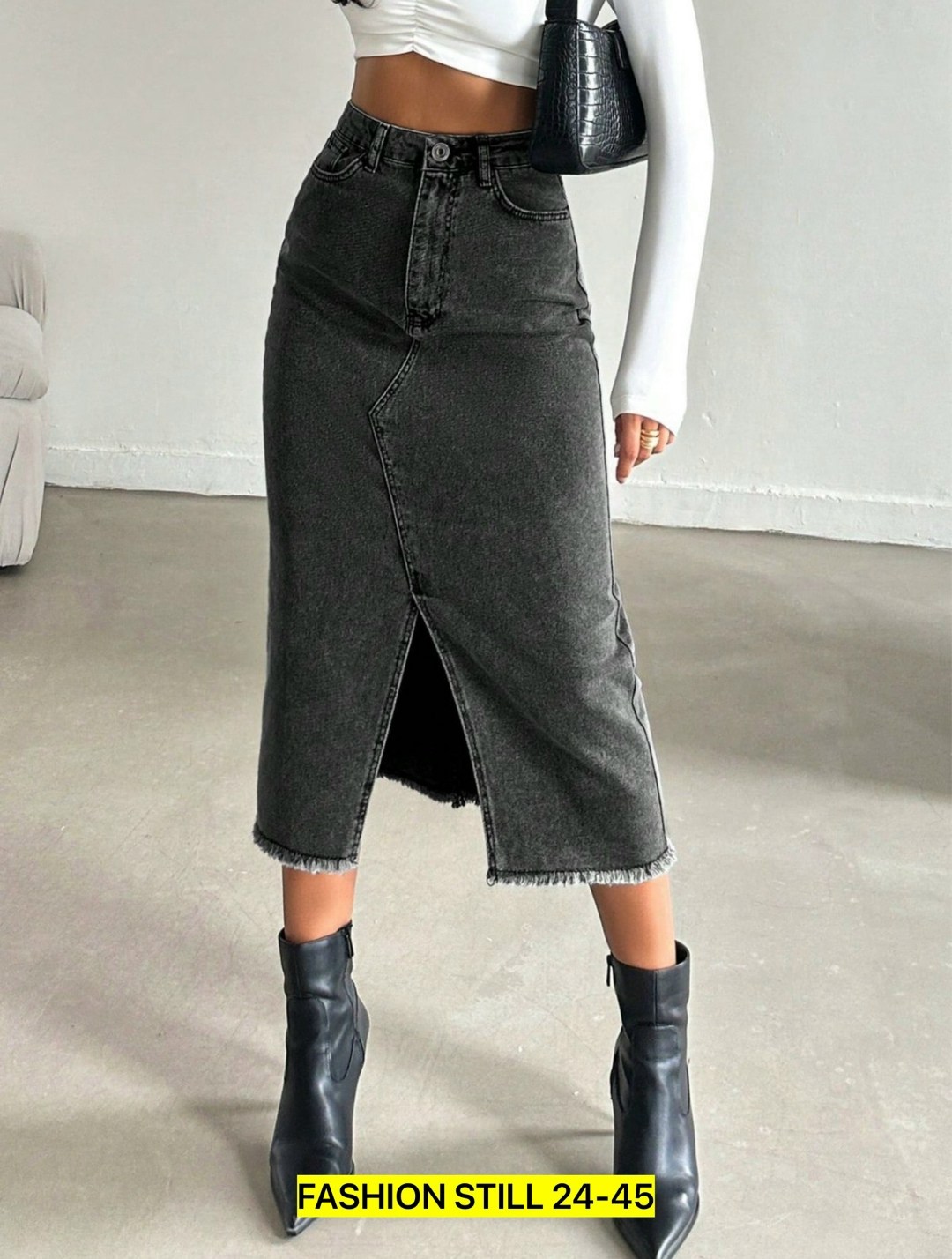 юбка джинсовая миди,юбка джинсовая,юбка женская джинсовая,юбка джинсовая длинная с разрезом wild&cutie,джинсовая юбка макси