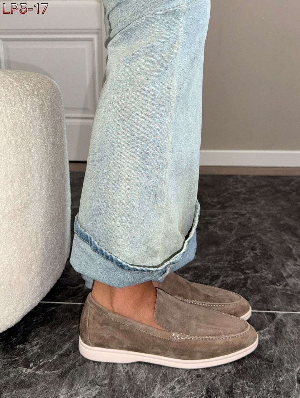 замшевые лоферы summer walk loro piana серый,,мокасины,loro piana лоферы,лоро пиано  женская лоферы