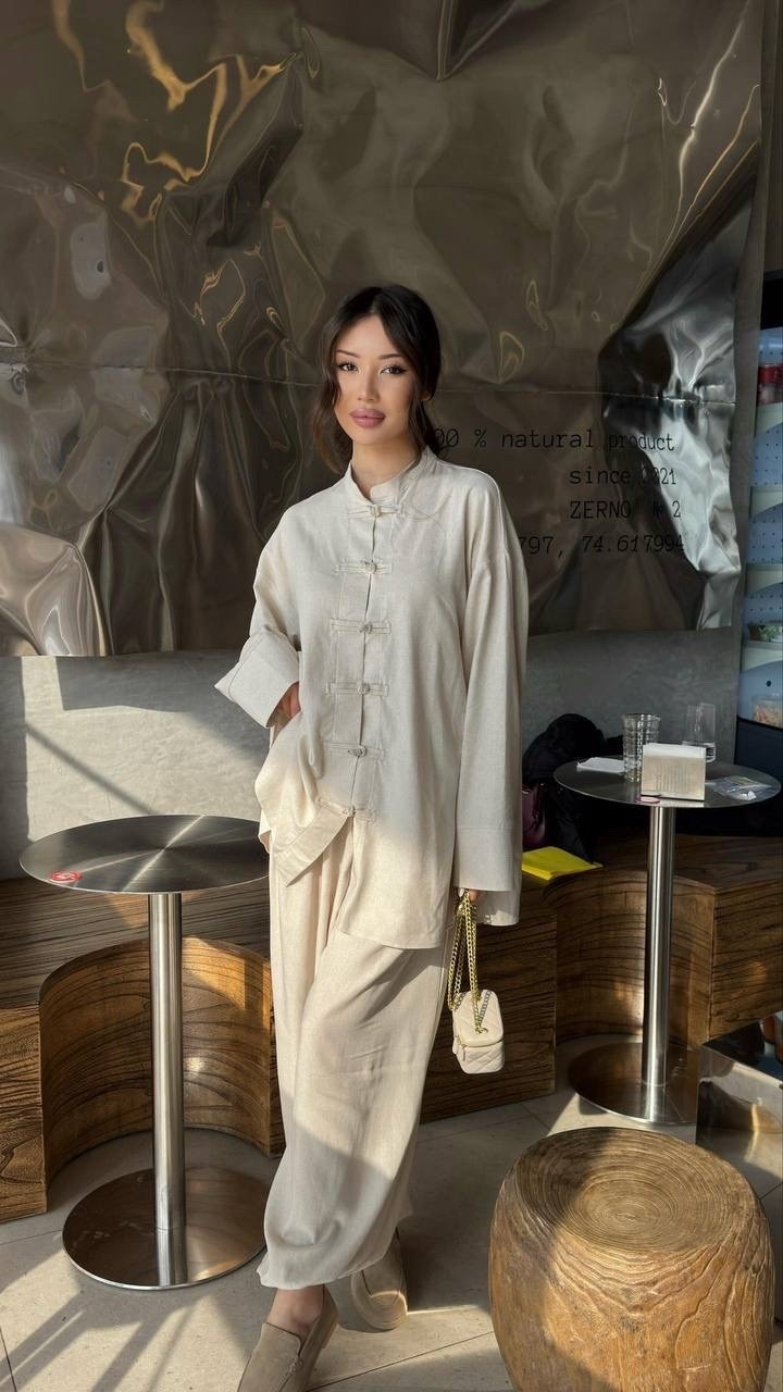 костюм льняной двойка с брюками и рубашкой emberens,костюм с брюками и рубашкой,костюм из льна брючный,льняной женский костюм,костюм