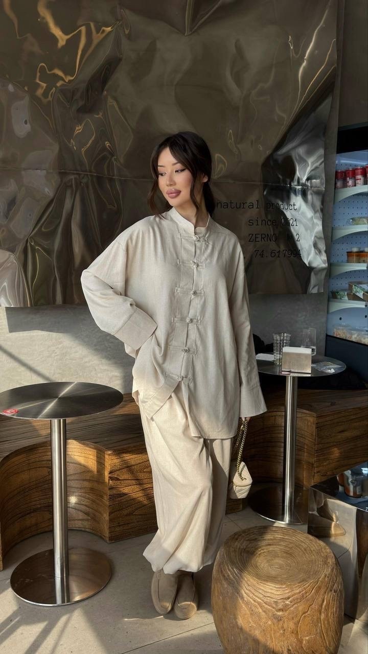 костюм льняной двойка с брюками и рубашкой emberens,костюм с брюками и рубашкой,костюм из льна брючный,льняной женский костюм,костюм