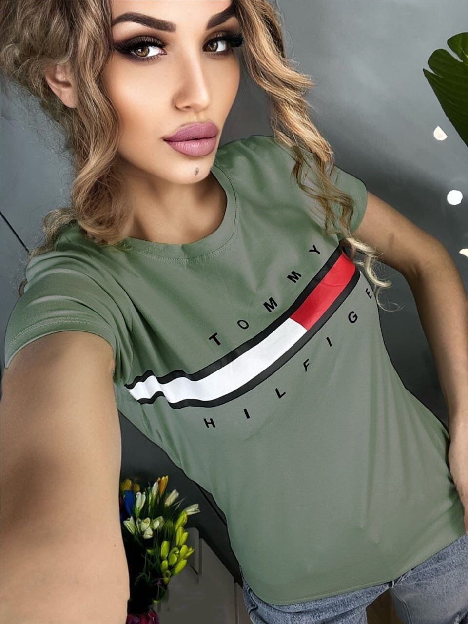 футболки женская,томми хилфигер зеленая футболка,футболка хаки tommy hilfiger,футболка томми хилфигер хаки цена,футболка