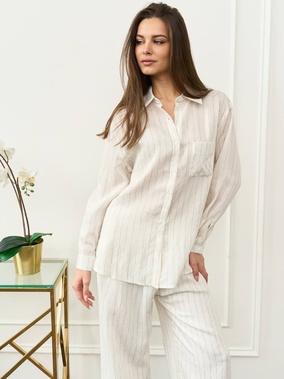 m&g all natural костюм женский set065/13/кофе, белый,брючный костюм set065/13,костюм льняной с брюками,костюм с брюками,костюм женский