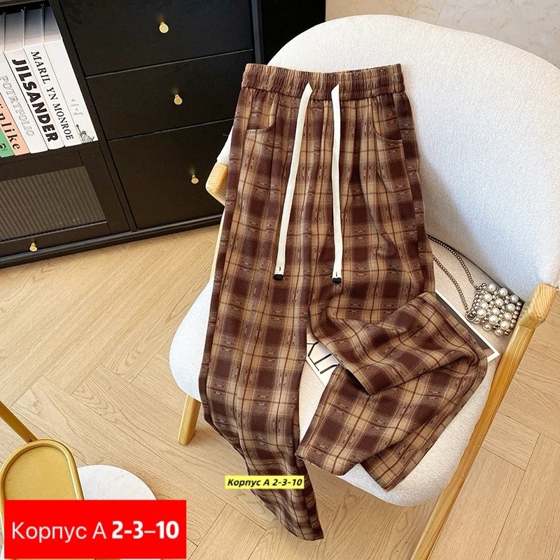 штаны в клетку,женские брюки в клетку,брюки в клетку,женские брюки,широкие клетчатые штаны женские