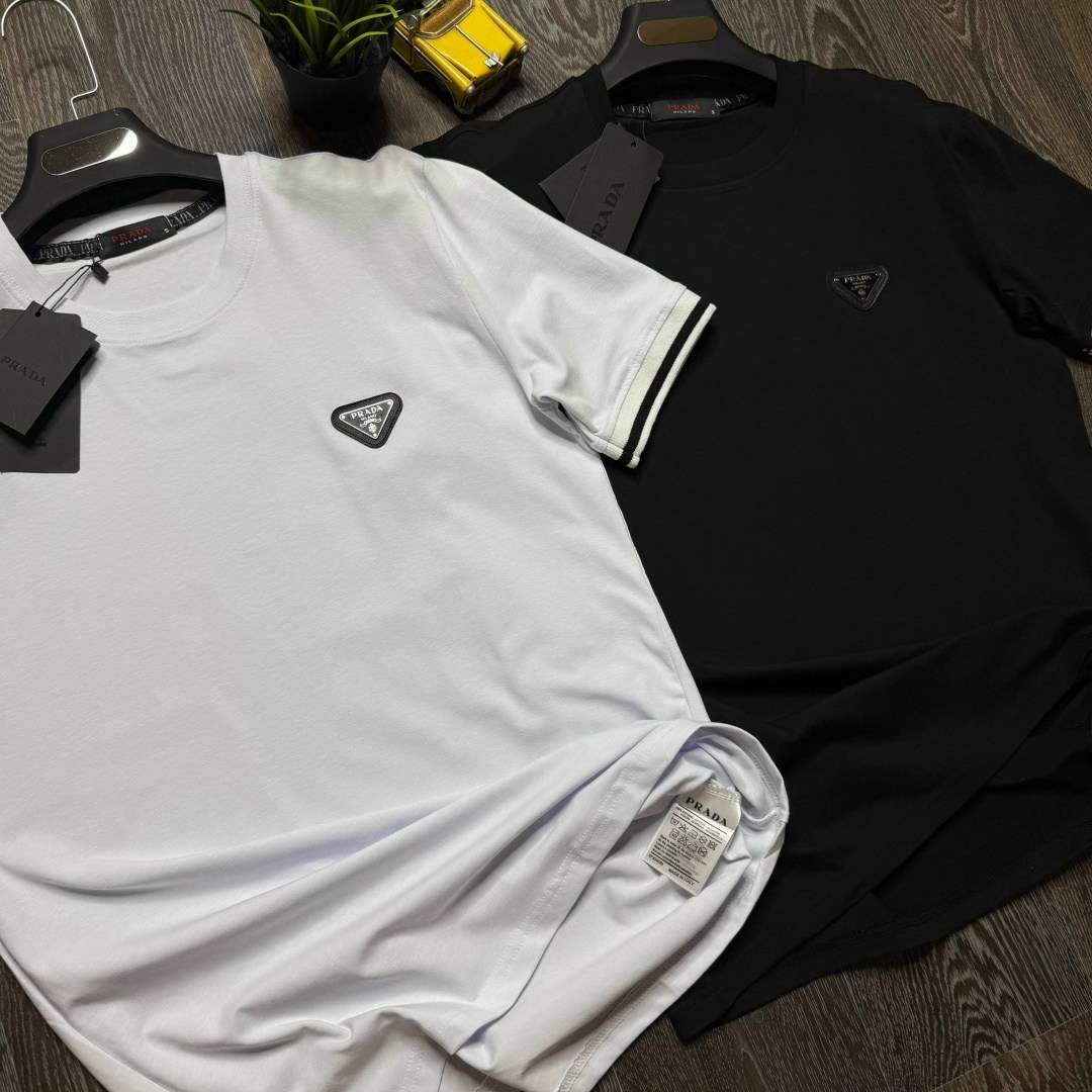 мужская футболка,футболки модные,одежда футболка,футболки для мужчин,футболка прада мужская черная