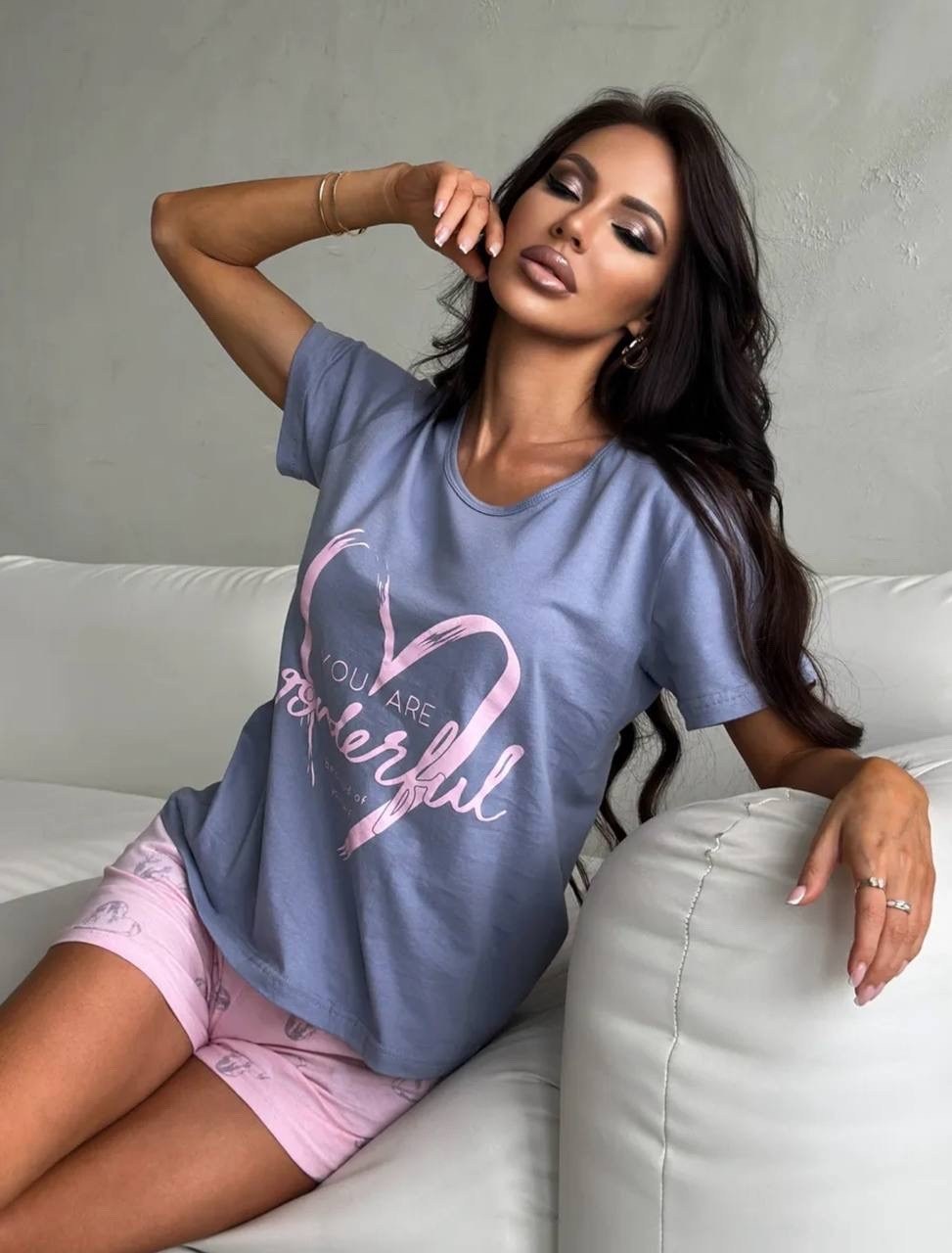 пижама женская с шортами и футболкой,пижама женская с шортам,пижама с шортами летняя,пижама женская,пижама женская домашний комплект