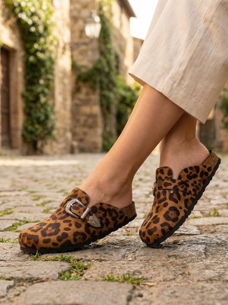 леопардовые лоферы,тапочки модные,сабо женские,женская ,мюли женские