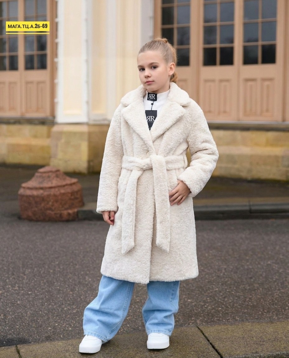 пальто из искусственного меха с поясом g'n'k,пальто стильные непоседы,пальто для девочек,пальто из искусственного меха,плюшевое пальто