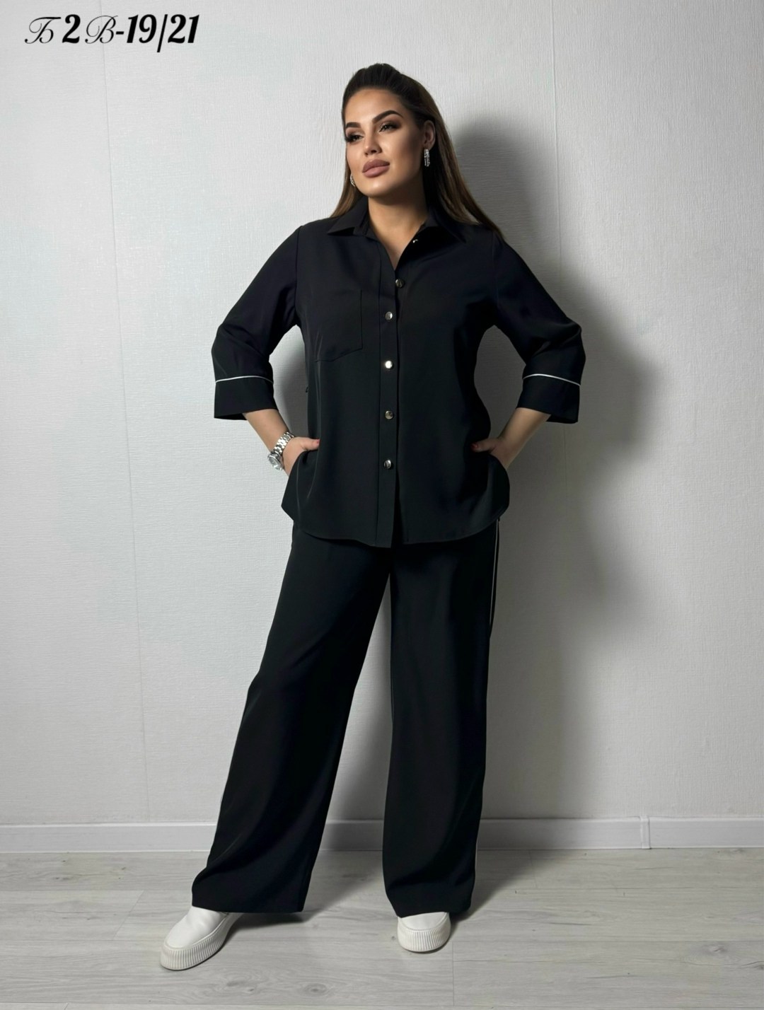 брючный костюм andina 928 черный,брючный костюм,брючный костюм черный,брючный комплект,брючный костюм женский