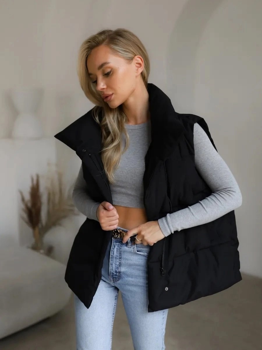 жилетка женская,стильная жилетка,жилет женский,жилетка утепленная болоньевая безрукавка v&d fashion,жилет