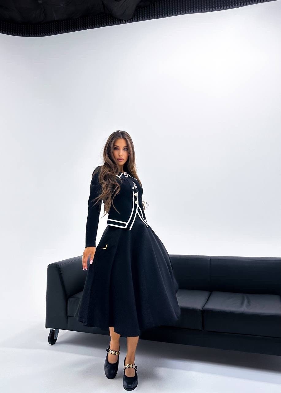 платье черное,костюм с юбкой,стильное платье,костюм с юбкой женский