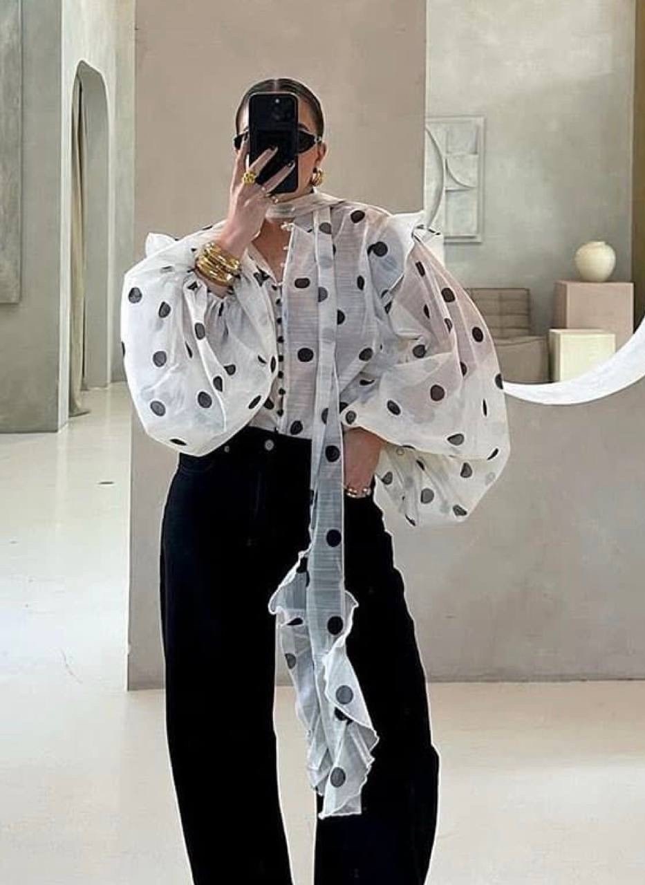 модная блузка,блузка в горошек,элегантная блузка,стиль и мода