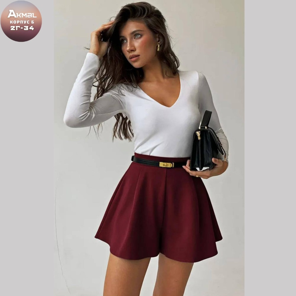 юбка-шорты женский viva nadia серо-коричневый,юбка шорты женская,юбка-шорты,юбка шорты базовая,юбка шорты в складку viva nadia