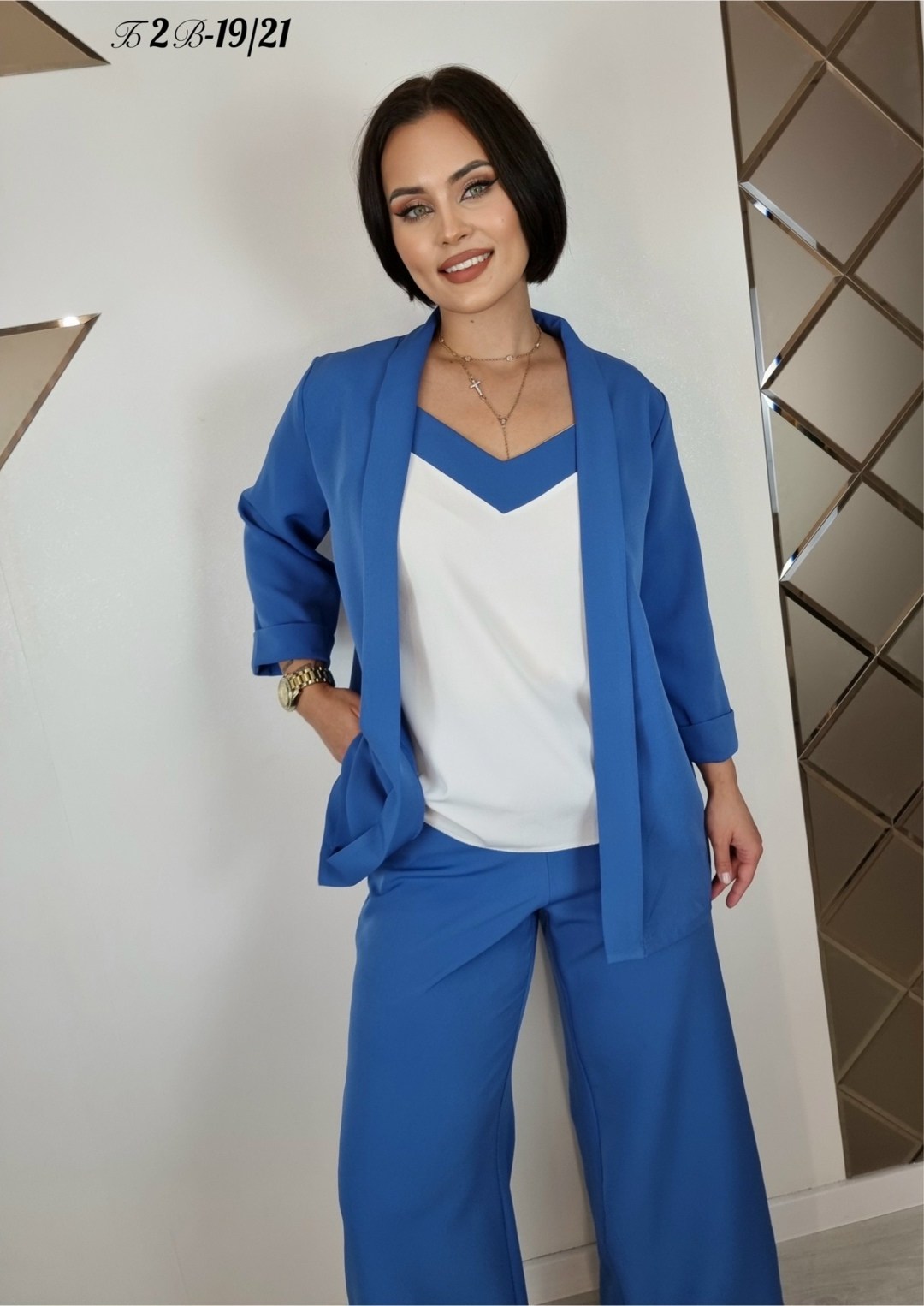 брючный костюм anastasia 950 васильковый синий,костюм брючный,брючные костюмы женские,костюм брючный синий,костюм женский брючный синий электрик