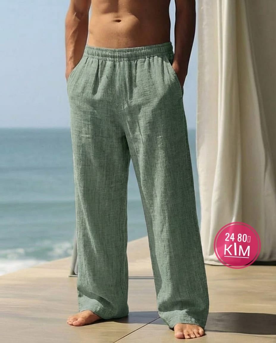 мужские льняные брюки,брюки мужские,мужские хлопковые и льняные пляжные брюки,брюки льняные,брюки мужские хлопковые