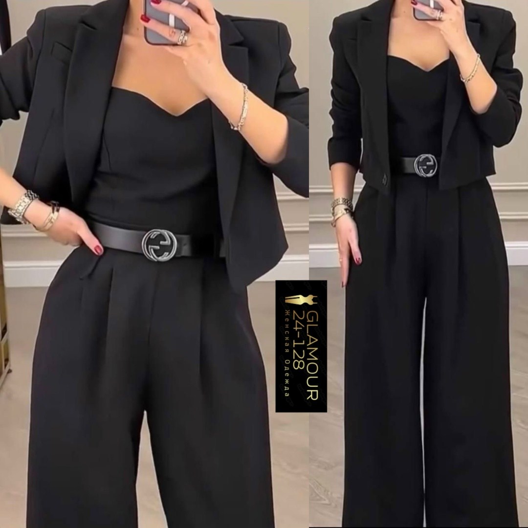 элегантные комбинезоны,белый костюм женский брючный палаццо,костюм с брюками палаццо,белый брючный костюм,женские костюмы