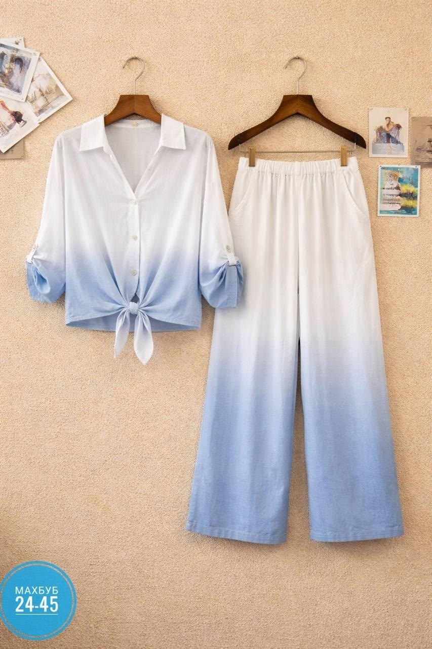 брюки комплект,брючный костюм женский,брюки с принтом,шифоновая рубашка,брючной костюм