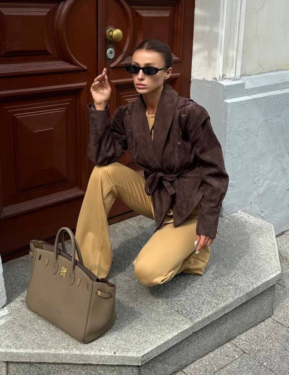 замшевая куртка,куртка замшевая женская,куртка замшевая жакет премиум x'zotic,косуха замшевая,куртка косуха замшевая коричневая с поясом tadari