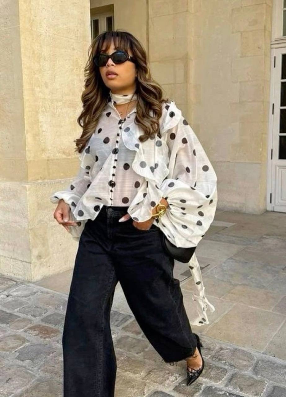 модная блузка,блузка в горошек,элегантная блузка,стиль и мода