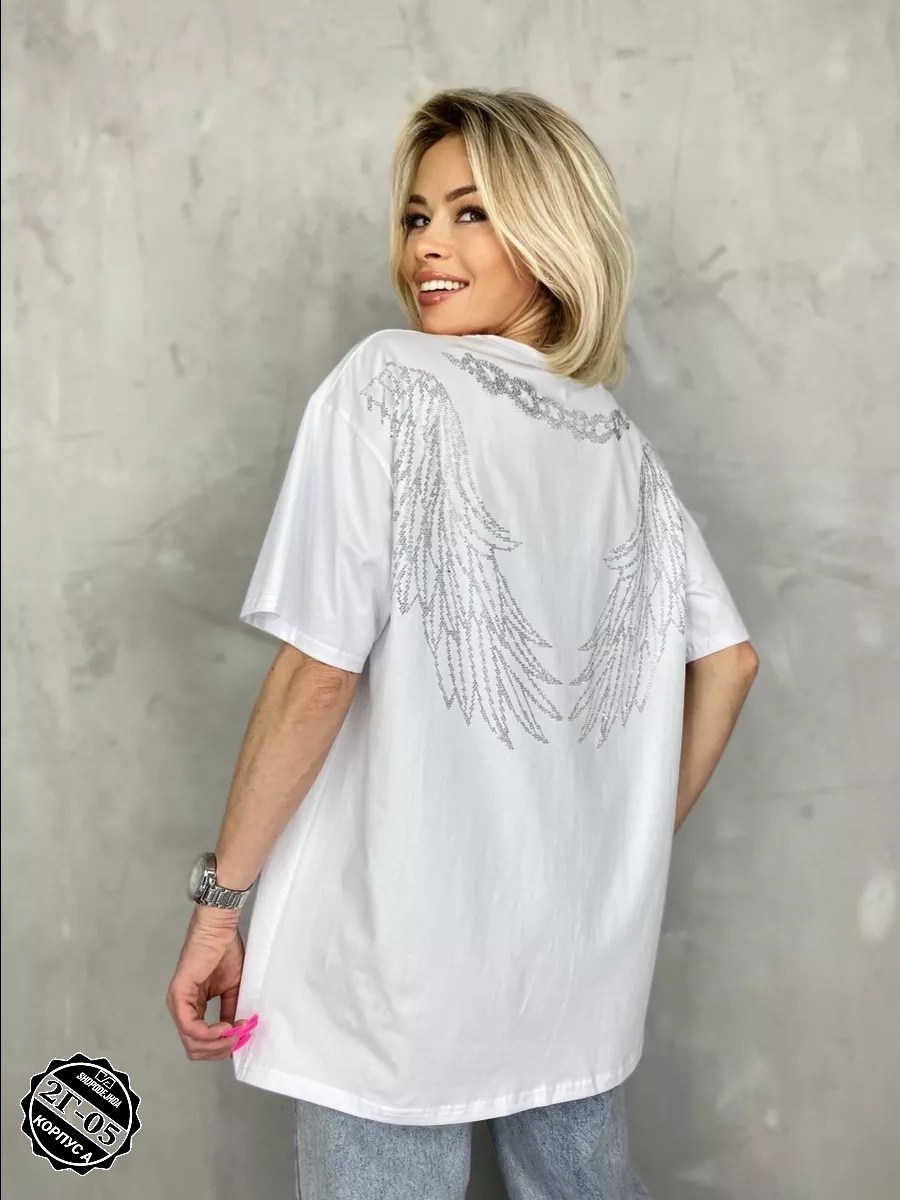 футболка женская оверсайз со стразами,футболка базовая со стразами оверсайз abidov style,футболки женская,футболка оверсайз со стразами,футболка белая оверсайз стразы