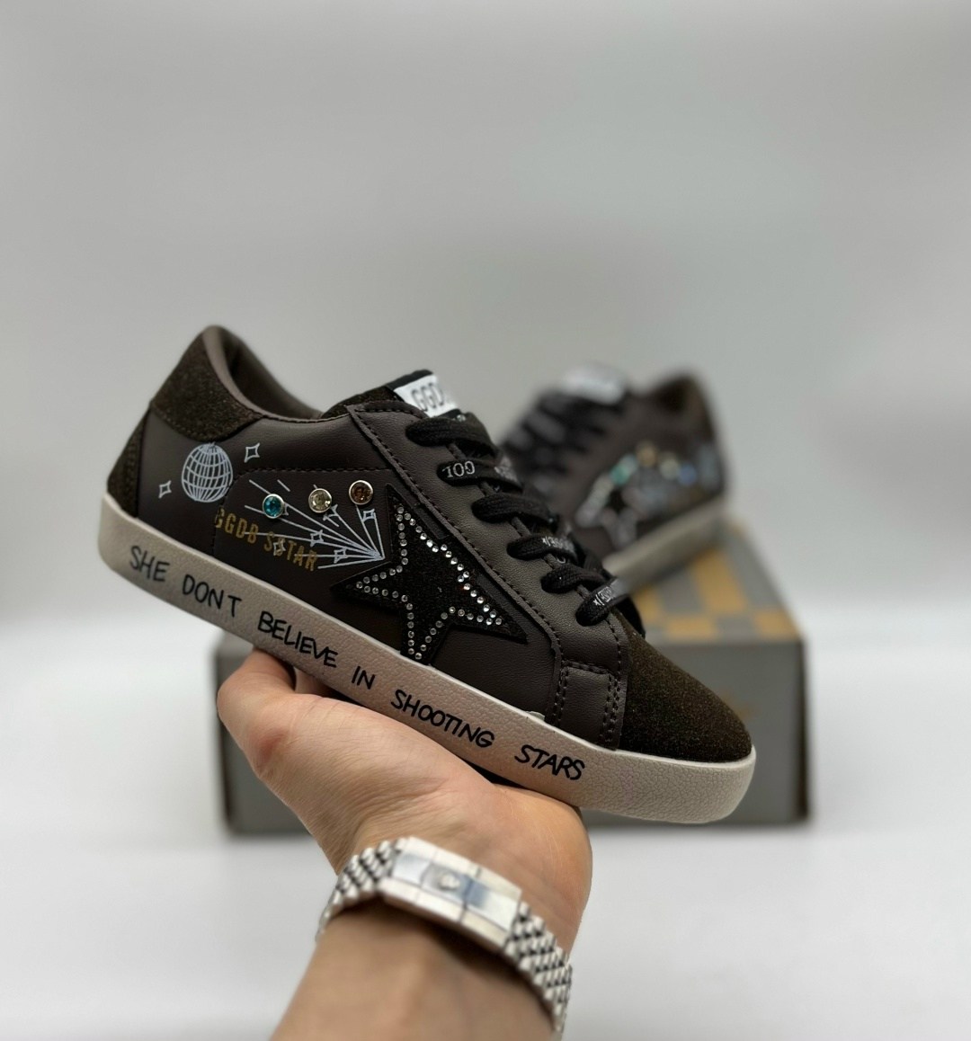 коричневые кроссовки ball star golden goose anthracite silver,,golden goose кеды hi star на платформе черный,golden goose super star,кеды golden goose