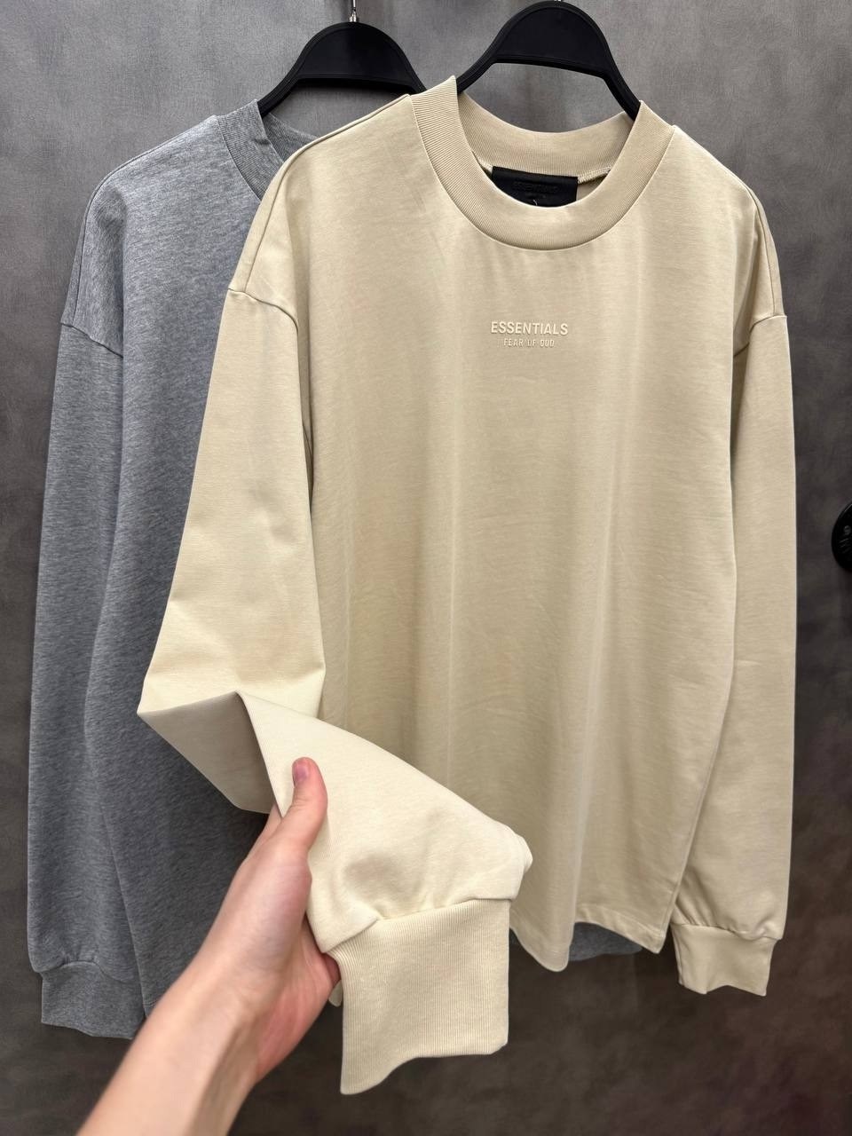 свитшот fear of god essentials essentials,fear of god essentials,бежевый свитшот,свитшот женская,оверсайз свитшот