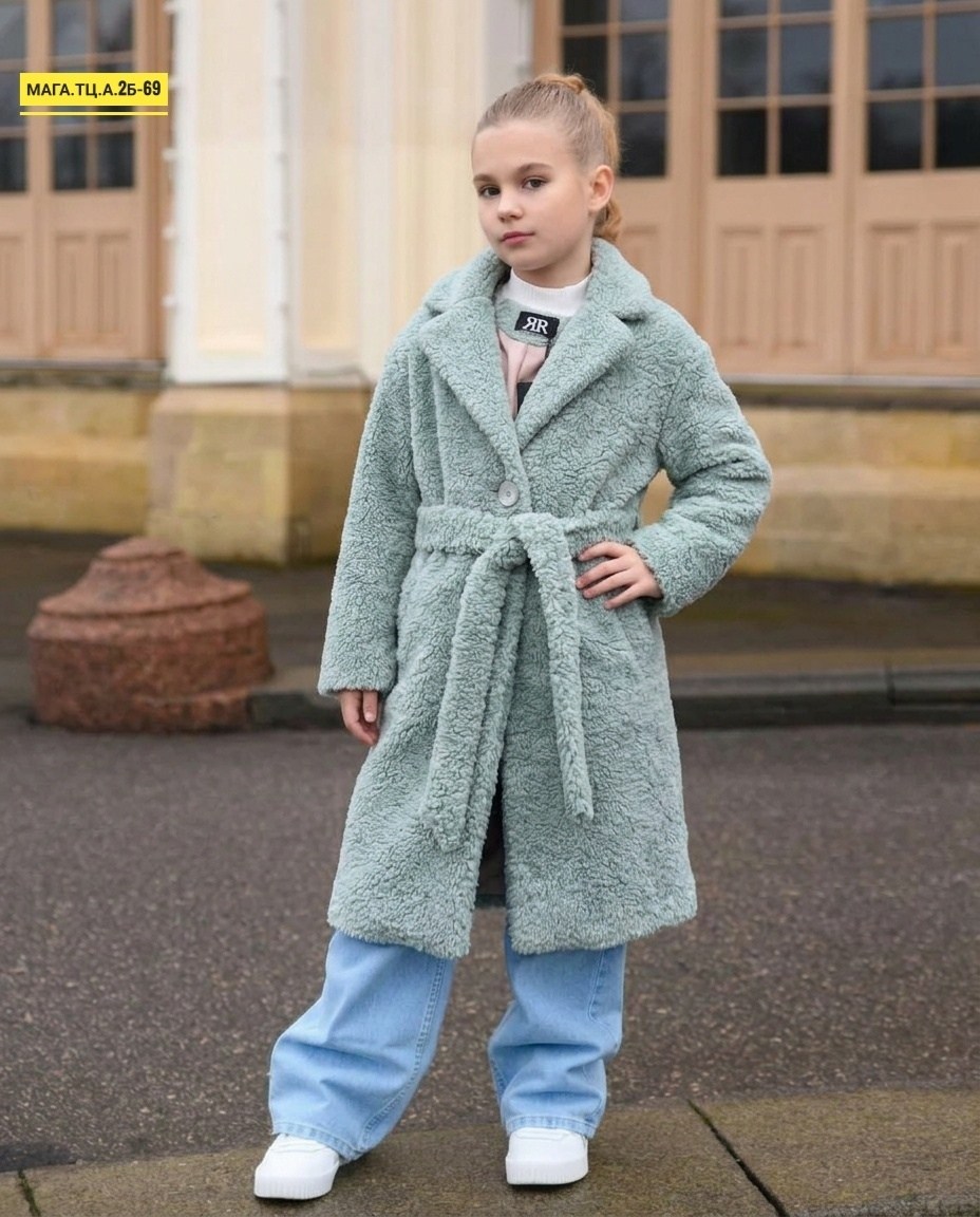 пальто из искусственного меха с поясом g'n'k,пальто стильные непоседы,пальто для девочек,пальто из искусственного меха,плюшевое пальто