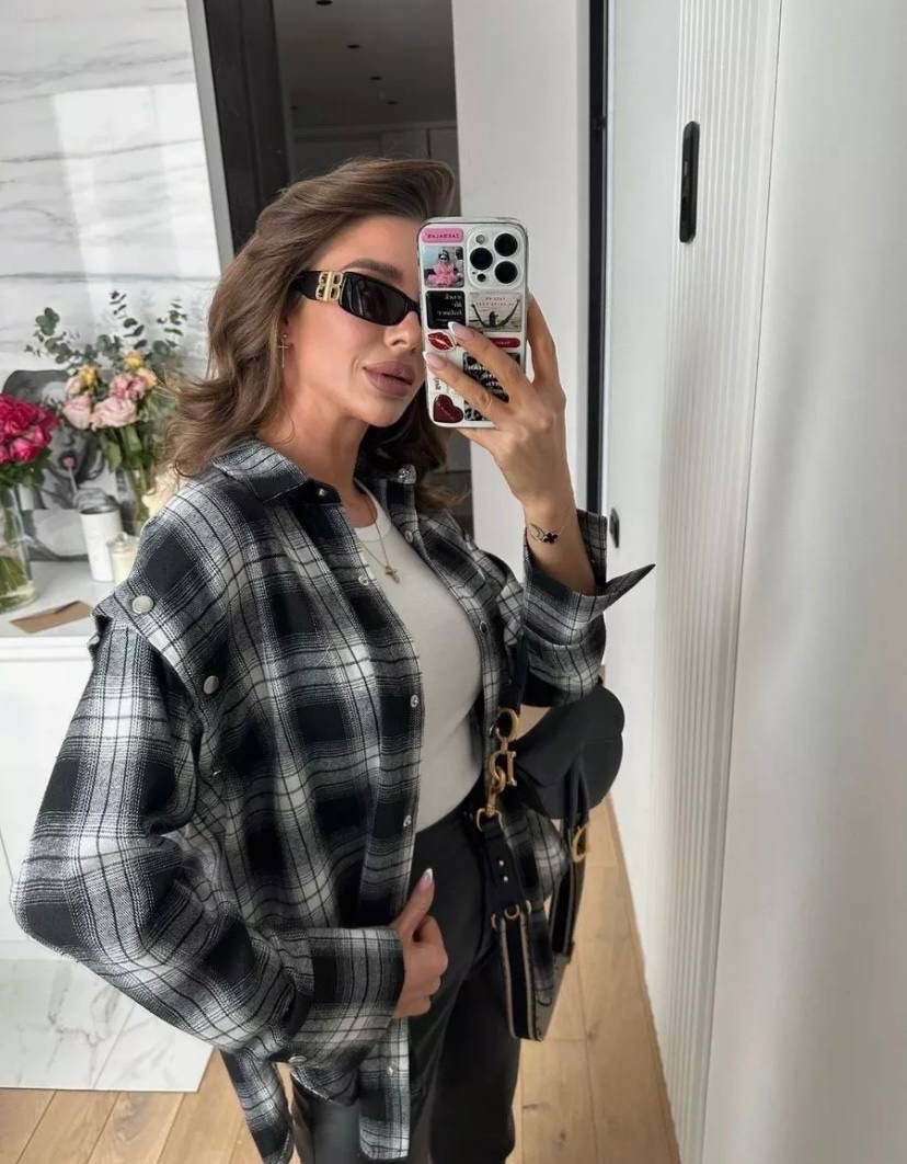 рубашка в клетку женская,рубашка в клетку,рубашка оверсайз в клетку женская,женская рубашка,рубашка в клетку теплая