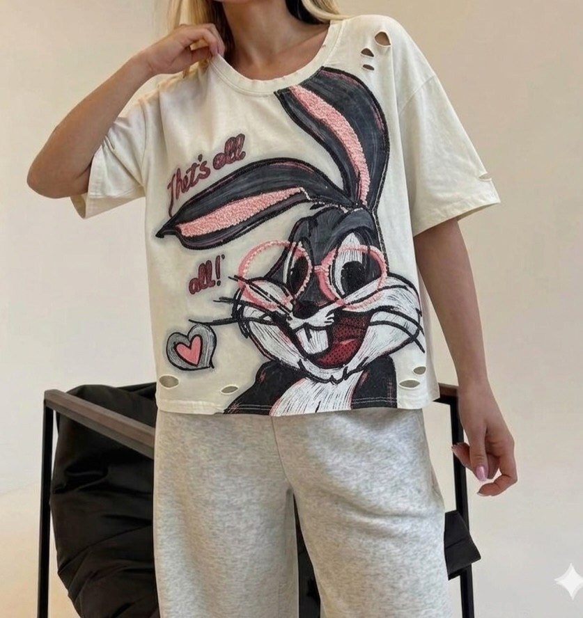 футболка женская,футболка с рисунком,футболка женская багз банни,футболки оверсайз с принтами,футболка багз банни