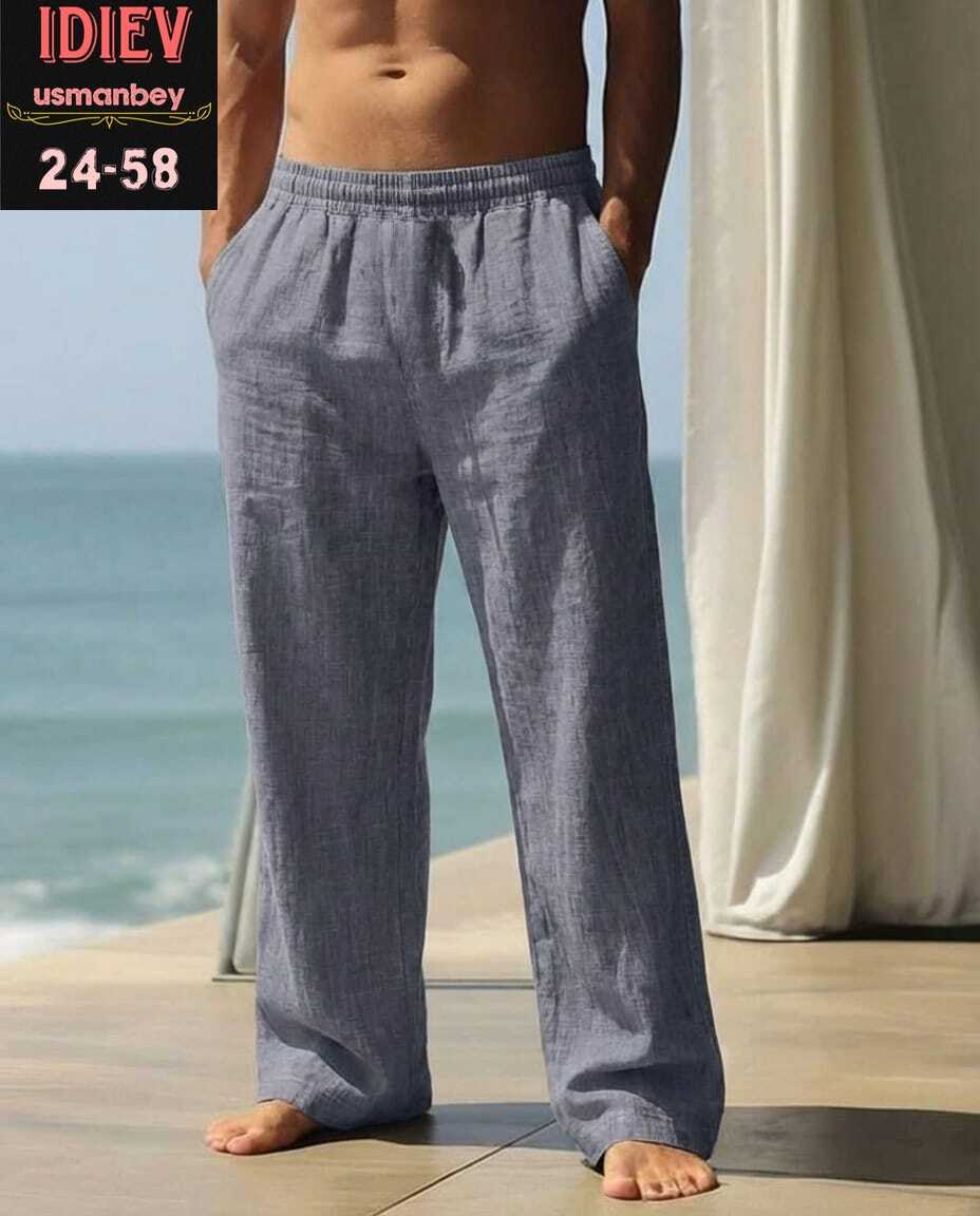 мужские льняные брюки,льняные брюки,мужские широкие брюки,брюки мужские льняные свободного кроя,мужские летние тонкие брюки