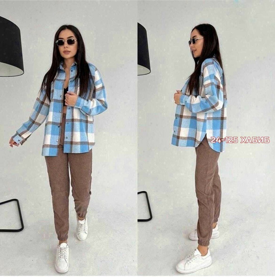 рубашка в клетку женская оверсайз,рубашка женская оверсайз в клетку удлиненная арт. 9314654,женские костюмы,костюм двойка вельвет,рубашка драп