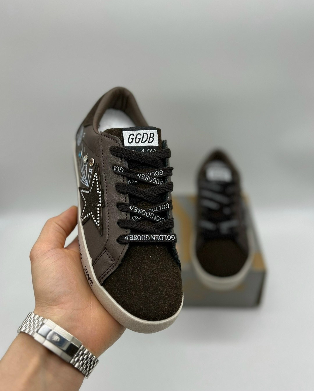 коричневые кроссовки ball star golden goose anthracite silver,,golden goose кеды hi star на платформе черный,golden goose super star,кеды golden goose