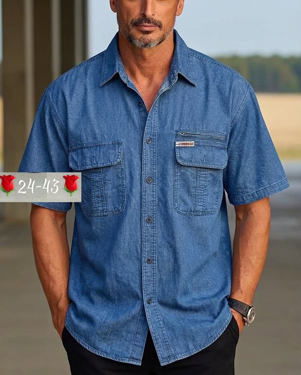 мужская джинсовая рубашка,рубашка повседневная,рубашка,рубашка мужская летняя,рубашка мужская с короткими рукавами