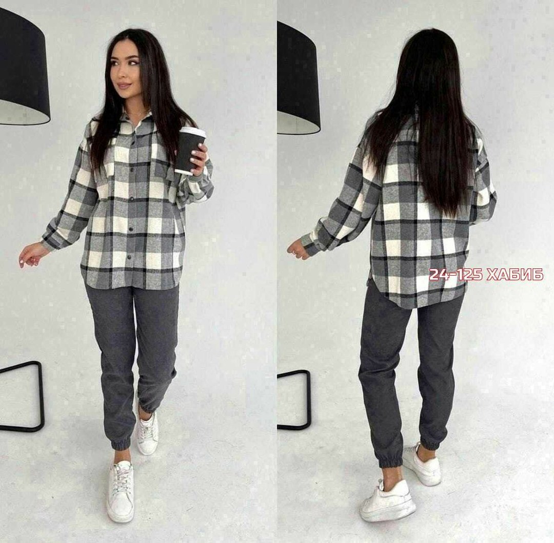 рубашка в клетку женская оверсайз,рубашка женская оверсайз в клетку удлиненная арт. 9314654,женские костюмы,костюм двойка вельвет,рубашка драп