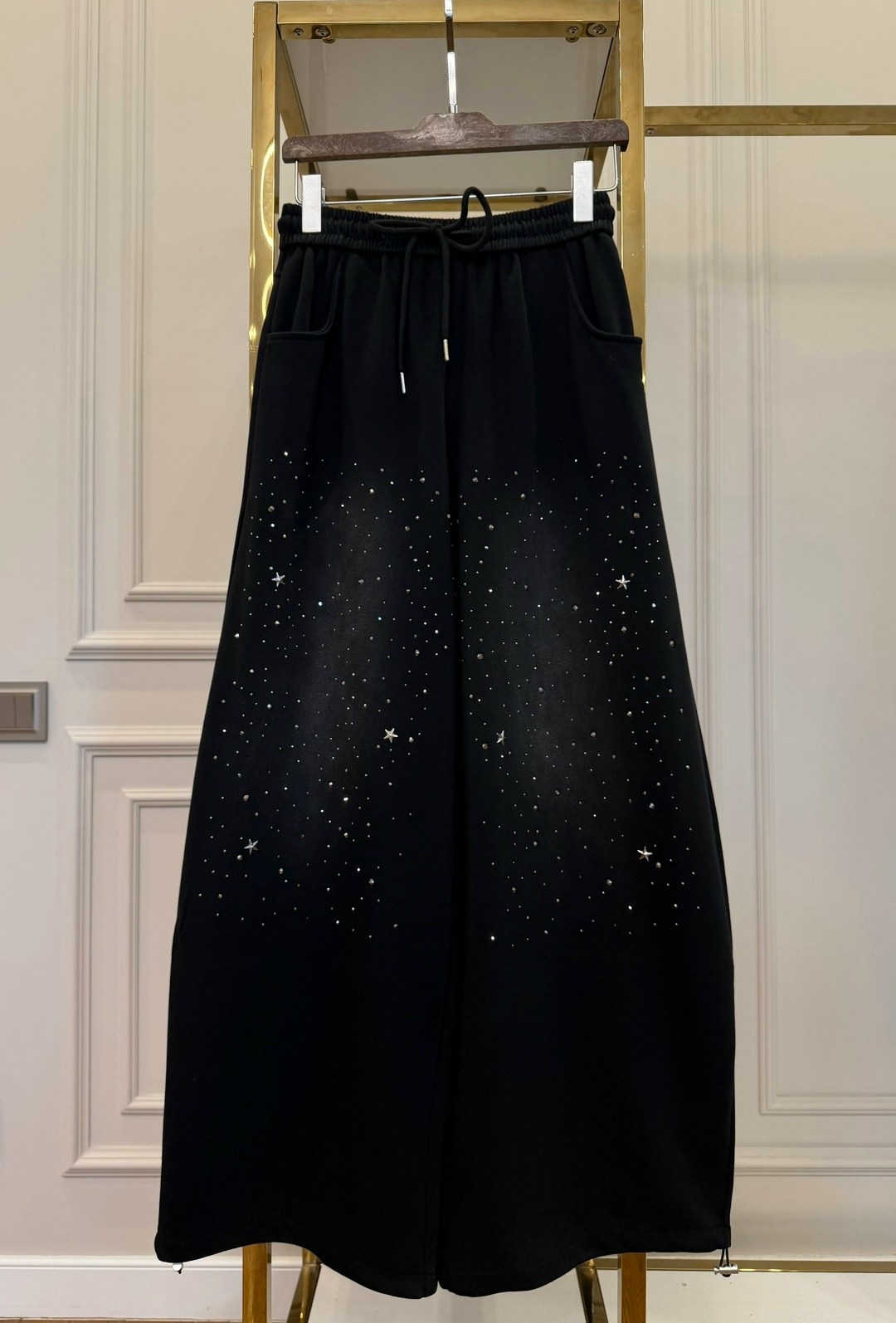 брюки со стразами,штаны со стразами,женский брюки,брюки модные,широкие брюки