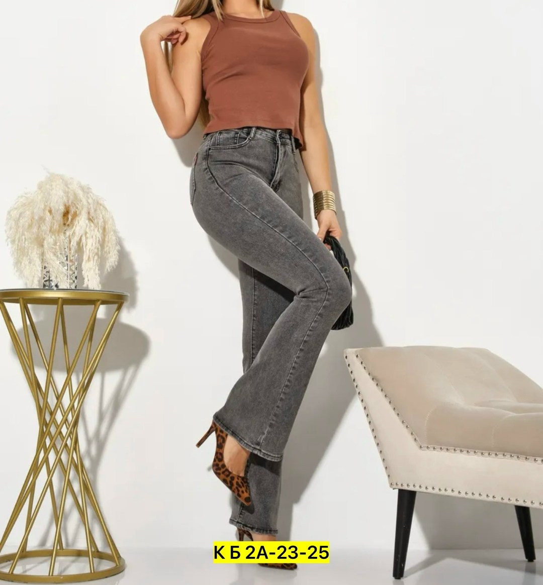 джинсы клеш женские,джинсы женские 7007 "однотонные-клеш № 1" серые,джинсы женские клеш с высокой посадкой,женские джинсы,джинсы клёш