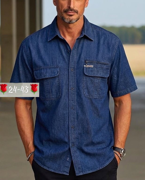 мужская джинсовая рубашка,рубашка повседневная,рубашка,рубашка мужская летняя,рубашка мужская с короткими рукавами
