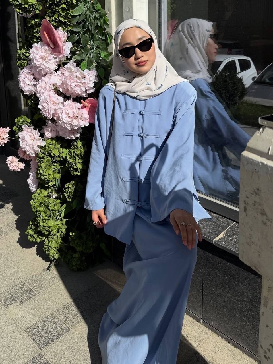 льняной костюм женский,костюм льняной,костюм с длинной юбкой,одежда мусульманская,костюм с длинными рукавами