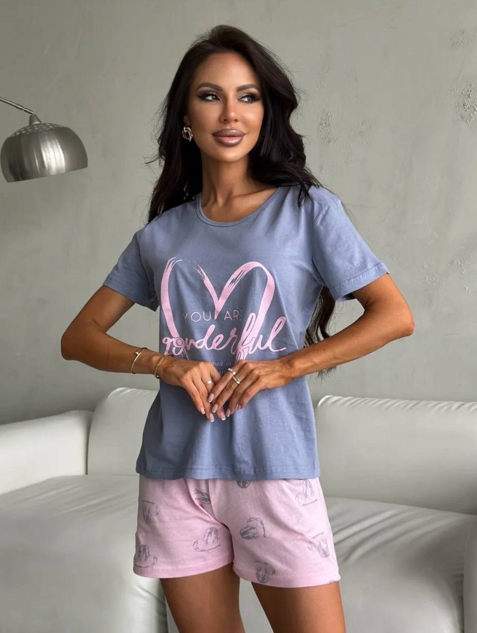 пижама женская с шортами и футболкой,пижама женская с шортам,пижама с шортами летняя,пижама женская,пижама женская домашний комплект