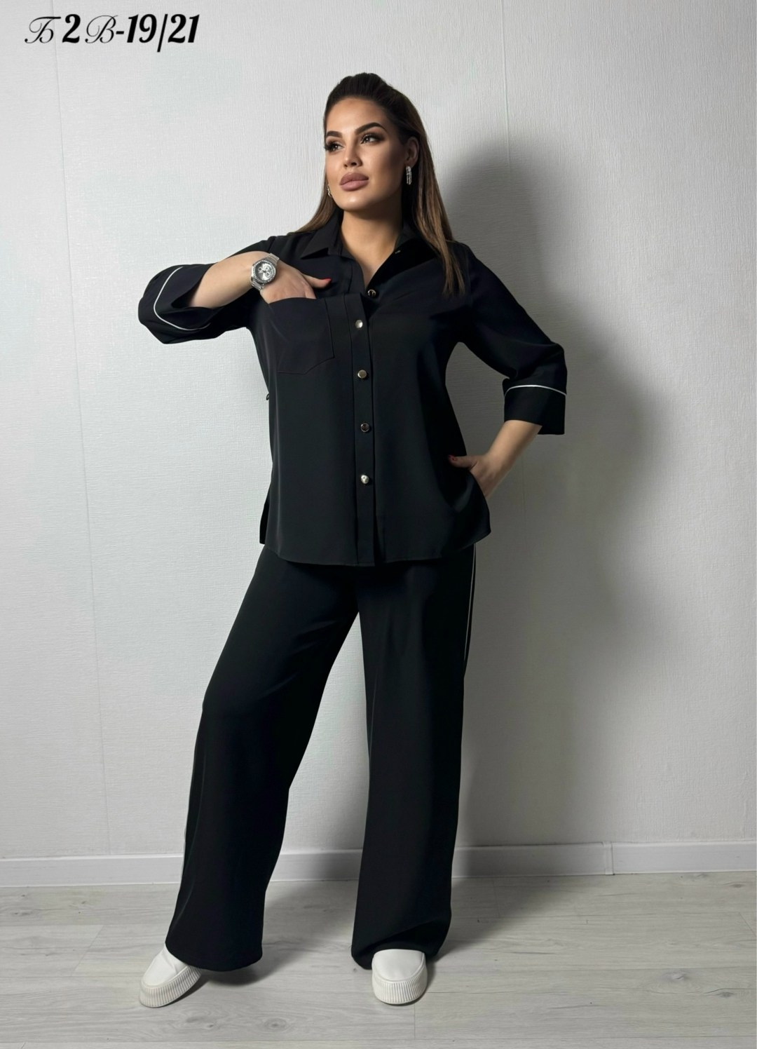 брючный костюм andina 928 черный,брючный костюм,брючный костюм черный,брючный комплект,брючный костюм женский