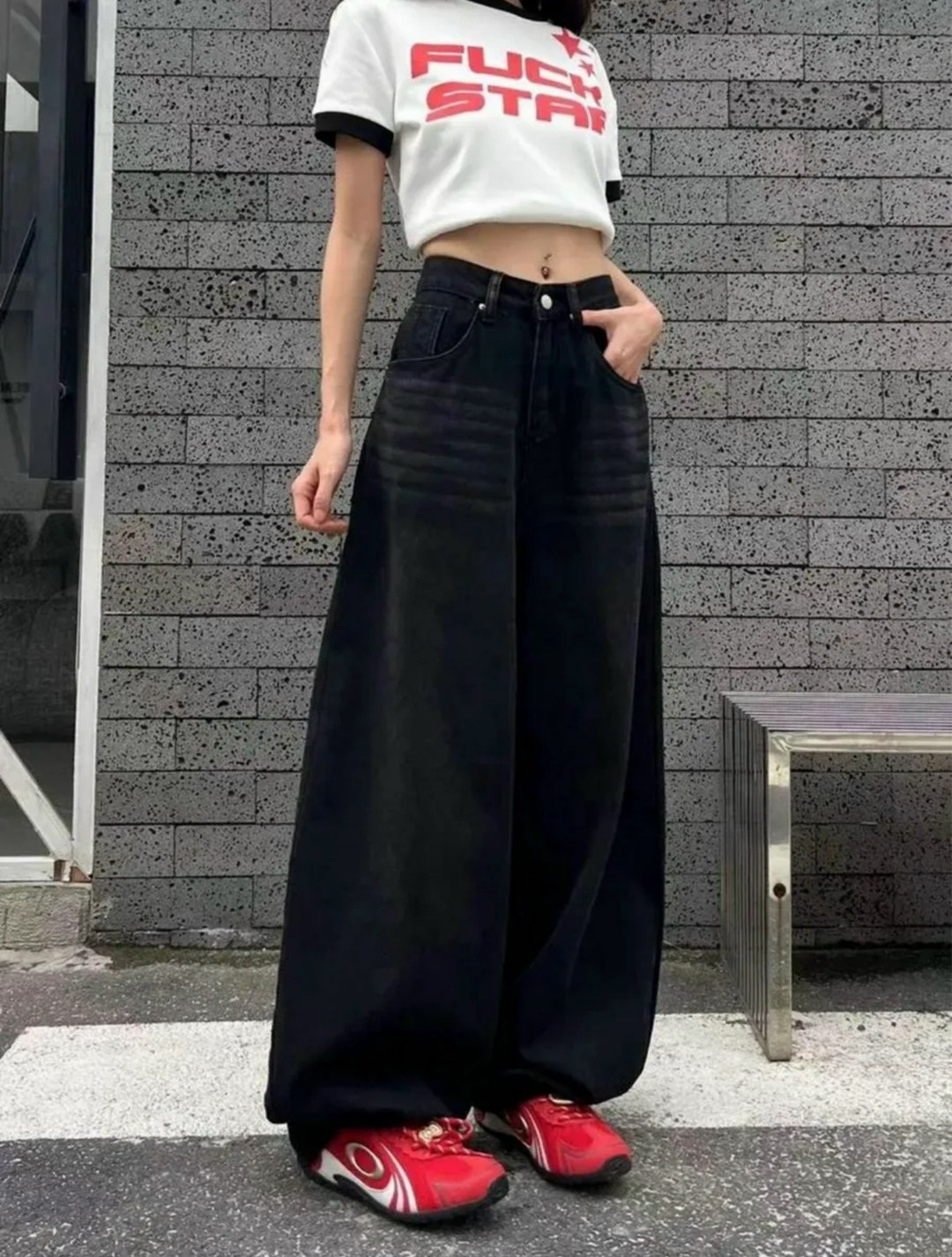 черные широкие джинсы,женские джинсы,джинсы широкие,мода стиль