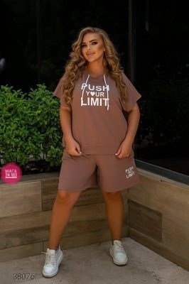 cпортивный костюм больших размеров,летние костюмы,костюм с шортами батал,костюм женский,костюм летний женский