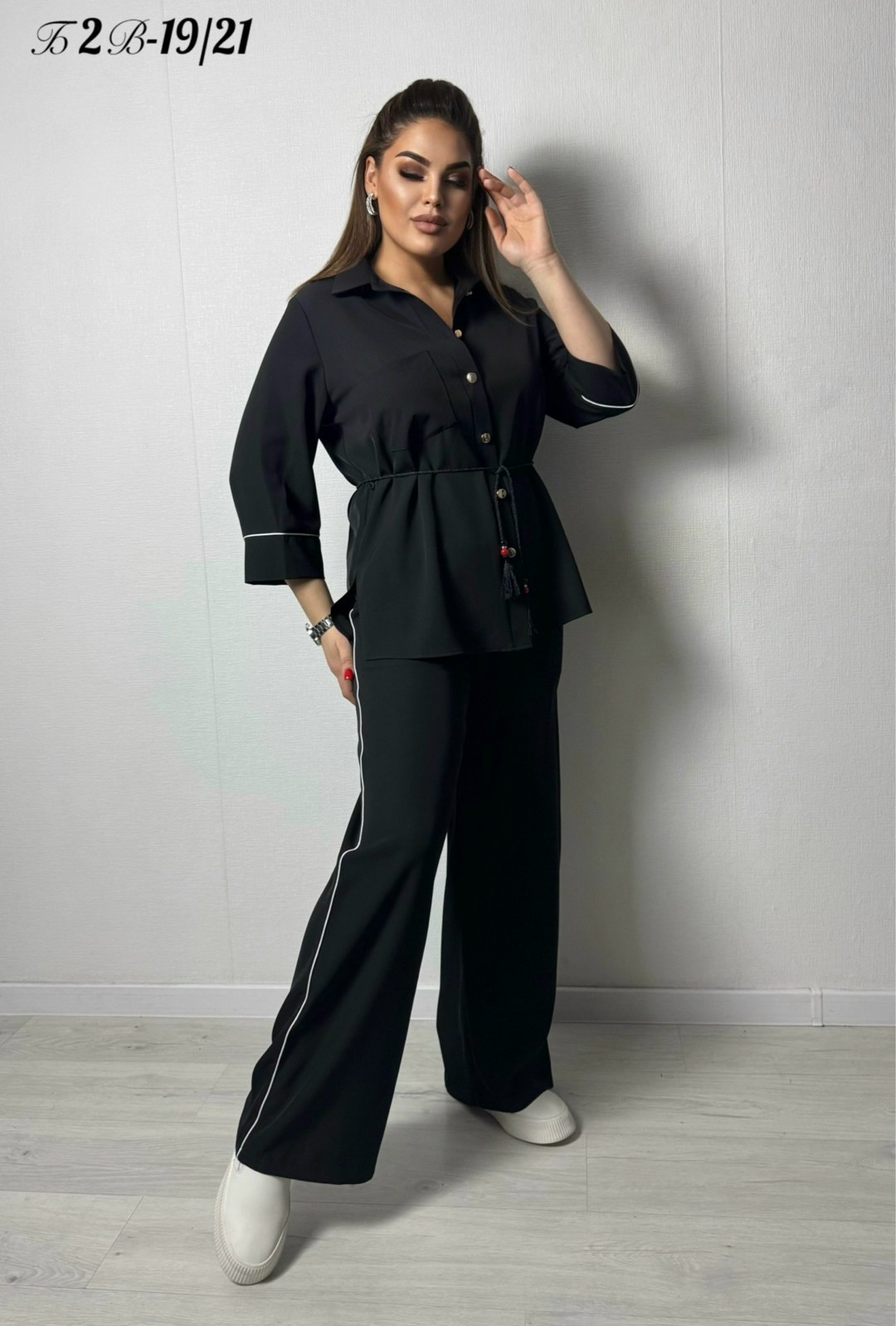брючный костюм andina 928 черный,брючный костюм,брючный костюм черный,брючный комплект,брючный костюм женский