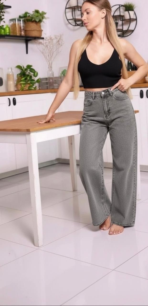 светло серые джинсы клеш с высокой посадкой широкие zora jeans 334727558,женские джинсы,серые джинсы широкие,джинсы палаццо,джинсы трубы женские