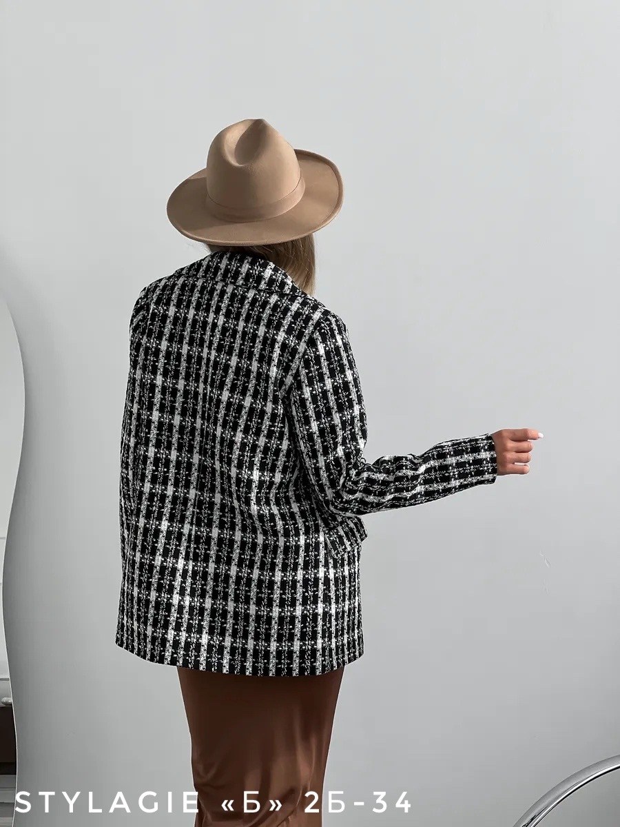 пиджак твидовый в клетку,пиджак твидовый в клетку приталенный жакет provocanto,жакет пиджак твидовый,женский твидовый пиджак,твидовый жакет