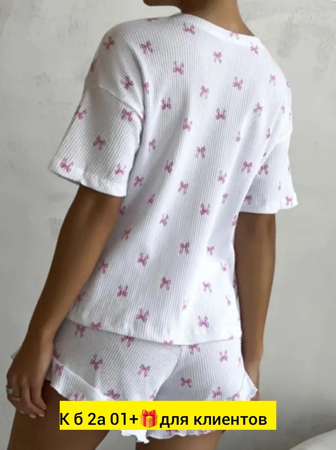 муслиновая пижама с шортами eustera 231658668,пижама женская с шортами,муслиновая пижама с шортами eustera цвет белый,пижама женская,пижама одежда для сна