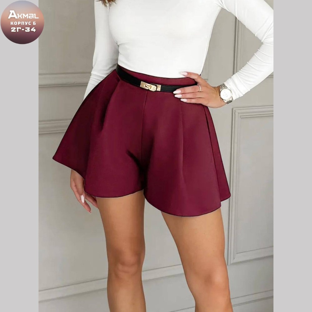 юбка-шорты женский viva nadia серо-коричневый,юбка шорты женская,юбка-шорты,юбка шорты базовая,юбка шорты в складку viva nadia