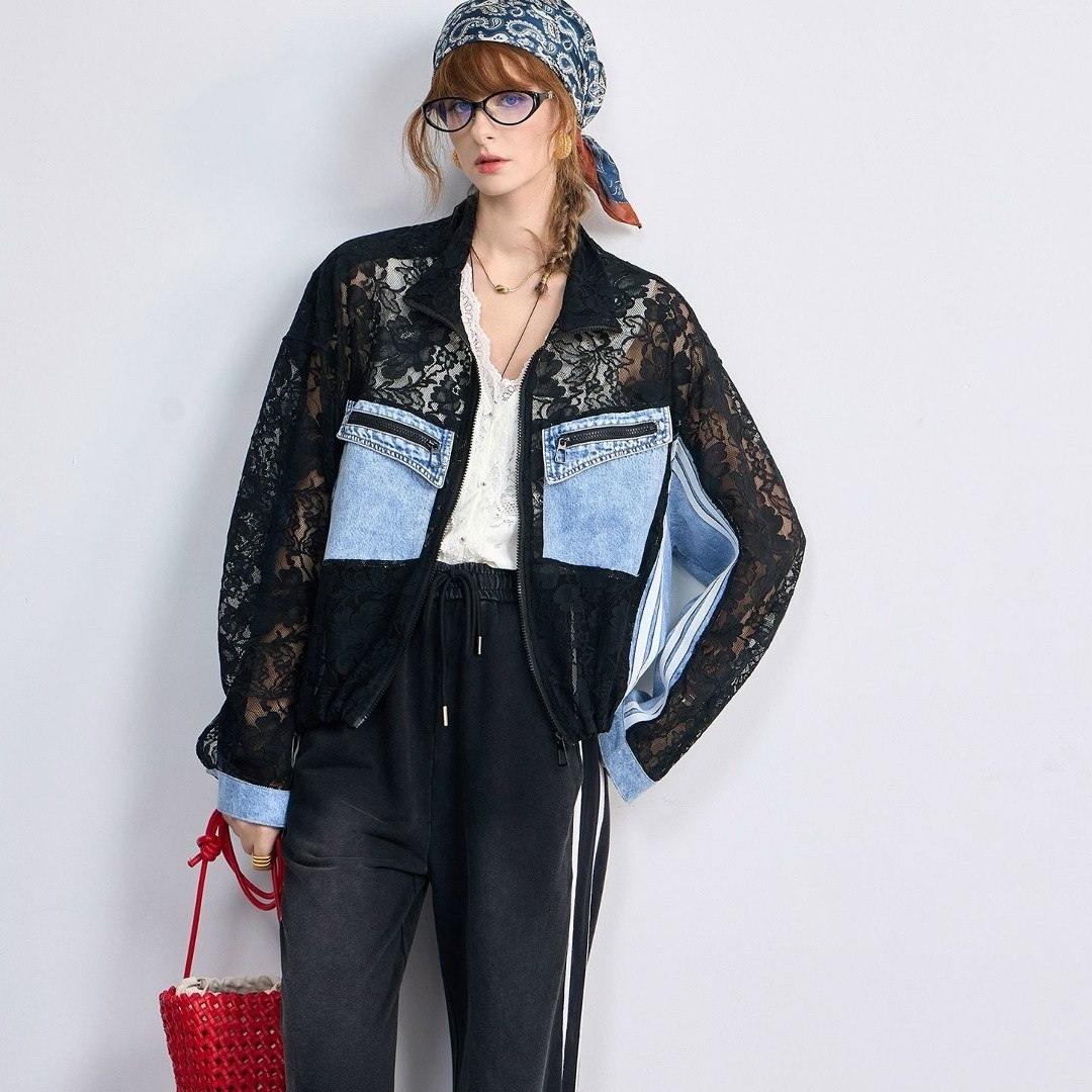 женская джинсовая куртка,джинсовая куртка с кружевом,джинсовая куртка,джинсовая кружевная куртка,модные джинсовые куртки